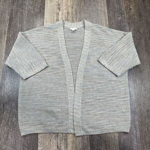 J. Jill Pure Blue Knit Marbled Open Front Cardigan‎ Womens Size Small 3/4 Sleeve